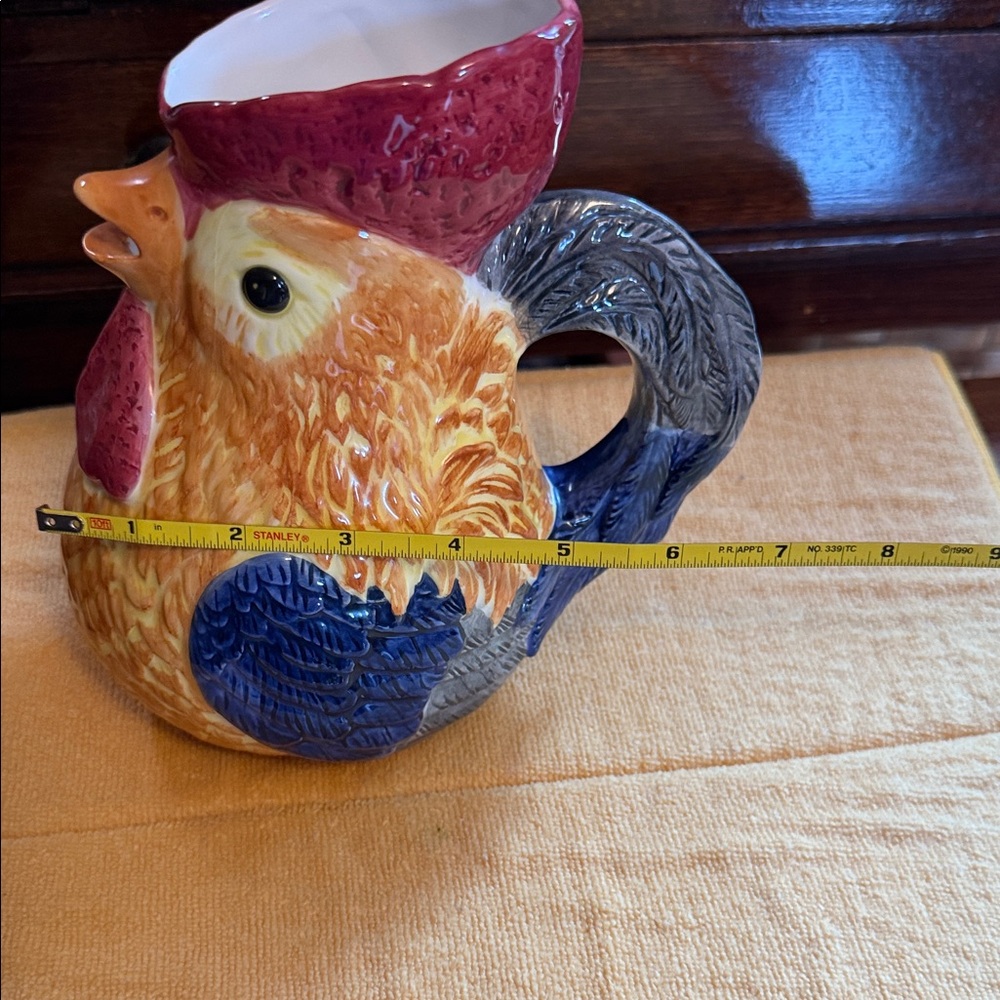 Colorful Rooster Ceramic Pitcher - Picture 8 of 8